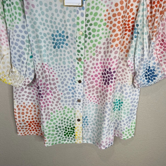 NWT Emily McCarthy Proper Blouse Top Womens Sz Small Bubbly Short Sleeve Tencel - Picture 4 of 11